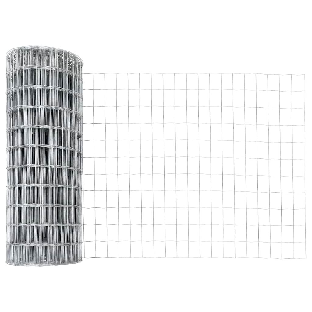 Fence with Posts Silver 1 x 10 m Steel