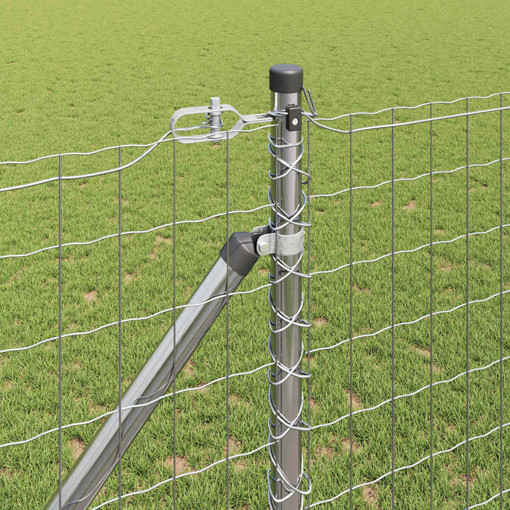 Fence with Posts Silver 1.4 x 10 m Steel