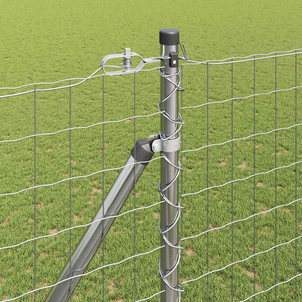 Fence with Posts Silver 1.5 x 10 m Steel
