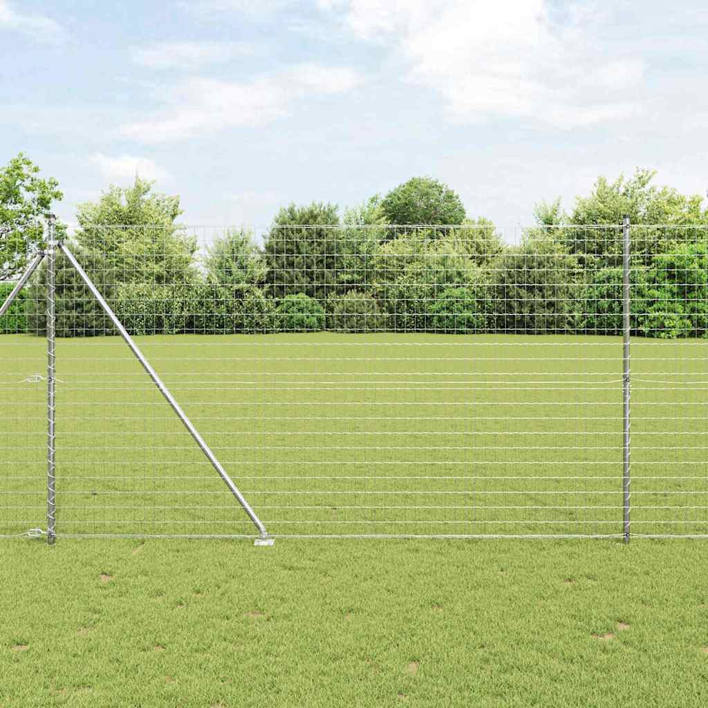 Fence with Posts Silver 1.5 x 10 m Steel