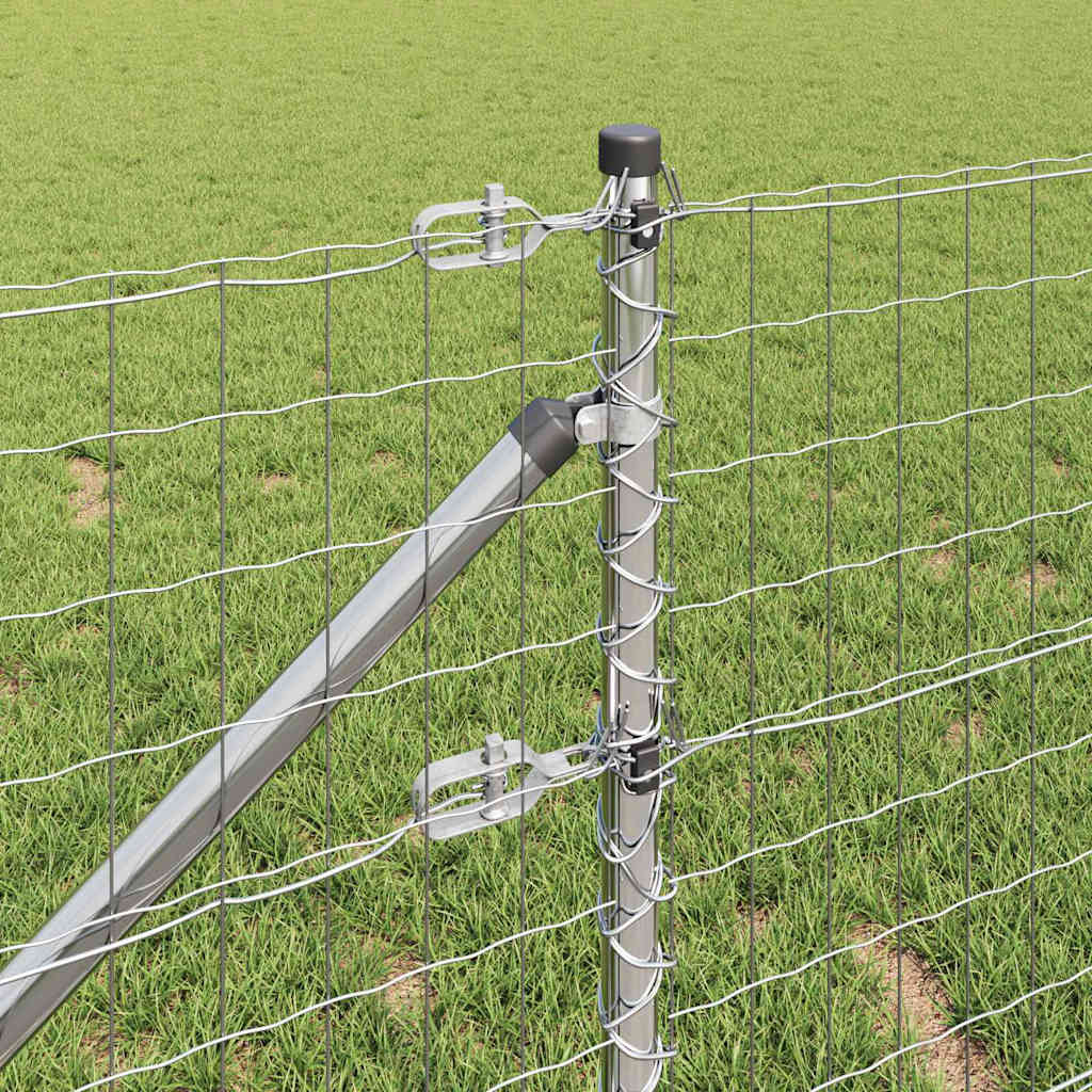 Fence with Posts Silver 0.4 x 10 m Steel