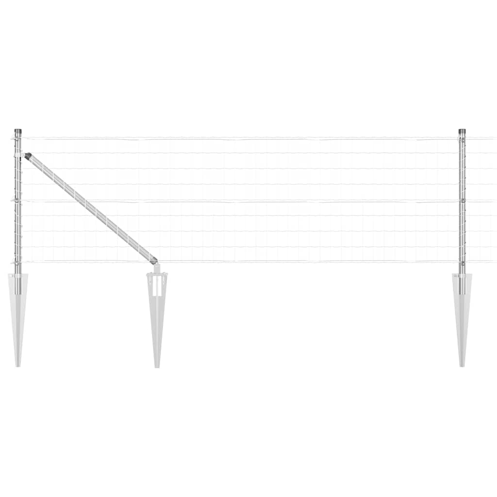 Fence with Posts Silver 0.4 x 10 m Steel
