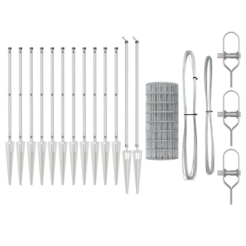 Fence with Posts Silver 0.4 x 10 m Steel