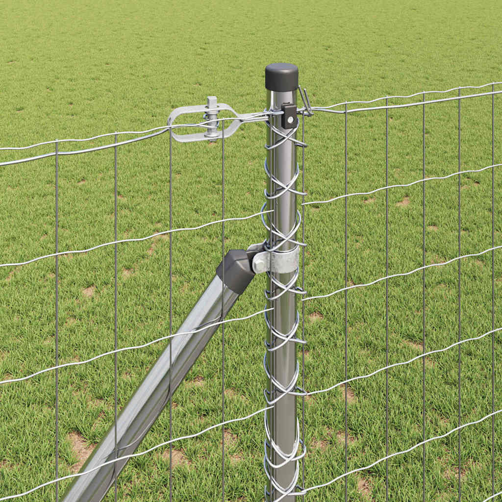 Fence with Posts Silver 1.4 x 10 m Steel