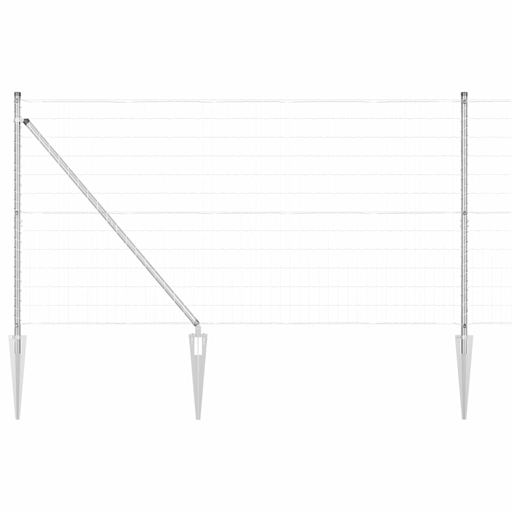 Fence with Posts Silver 1.4 x 10 m Steel
