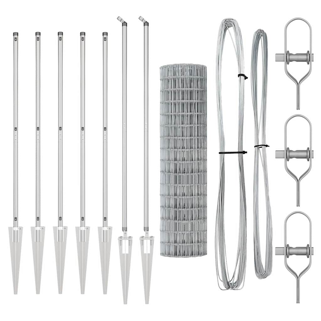 Fence with Posts Silver 1.4 x 10 m Steel