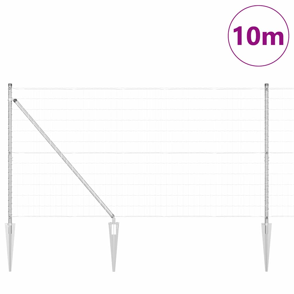 Fence with Posts Silver 1.4 x 10 m Steel
