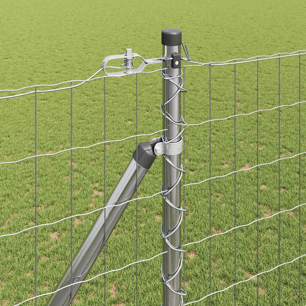 Fence with Posts Silver 1.5 x 10 m Steel