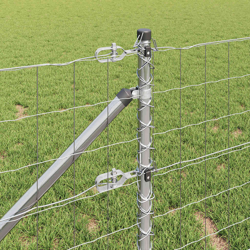 Fence with Posts Silver 0.8 x 10 m Steel