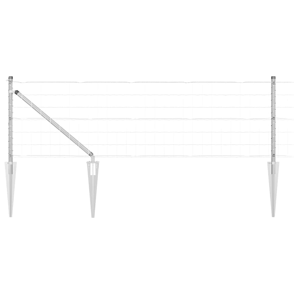 Fence with Posts Silver 0.8 x 10 m Steel