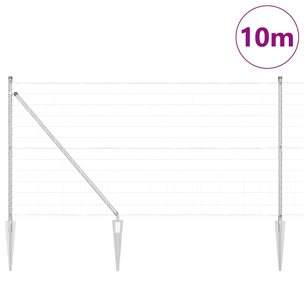 Fence with Posts Silver 1.2 x 10 m Steel