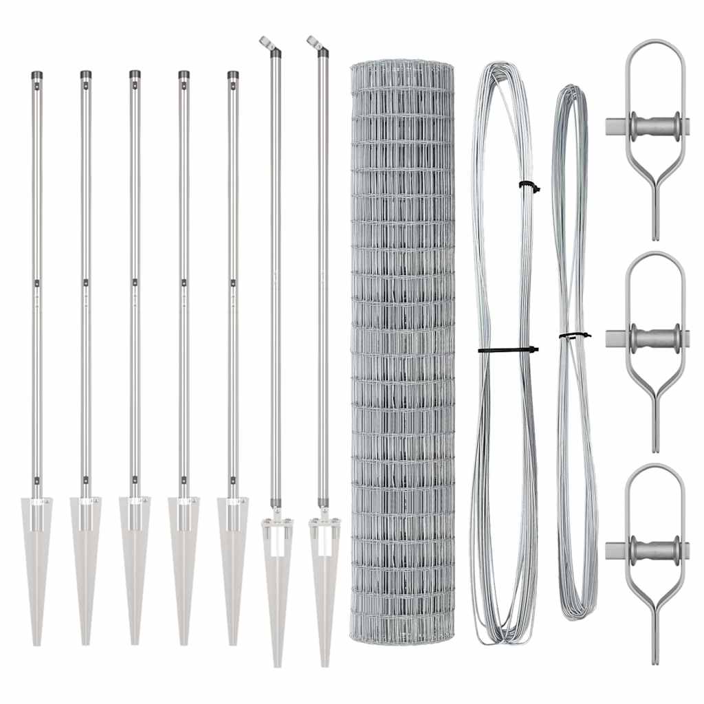 Fence with Posts Silver 1.6 x 10 m Steel