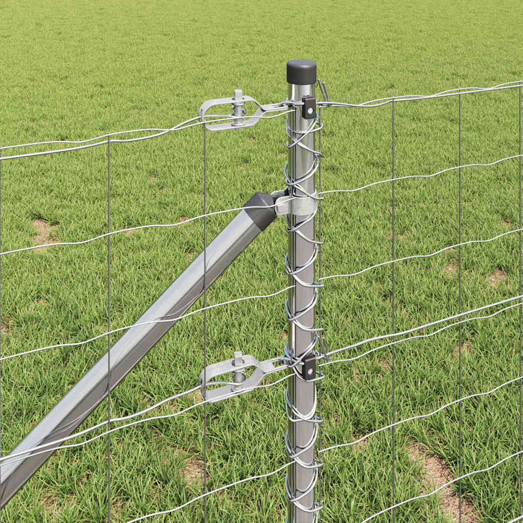 Fence with Posts Silver 1 x 10 m Steel
