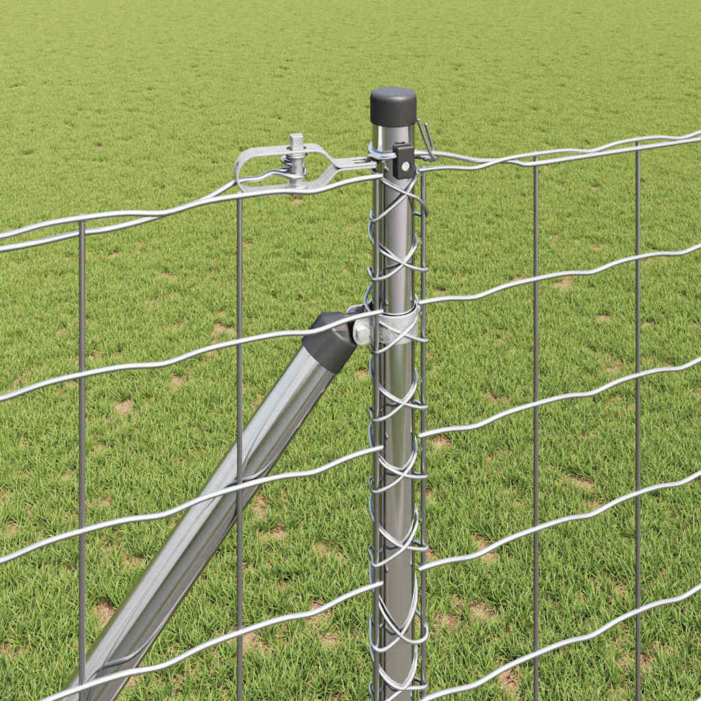 Fence with Posts Silver 1.2 x 10 m Steel