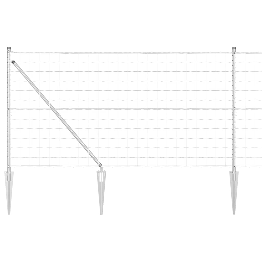 Fence with Posts Silver 1.2 x 10 m Steel