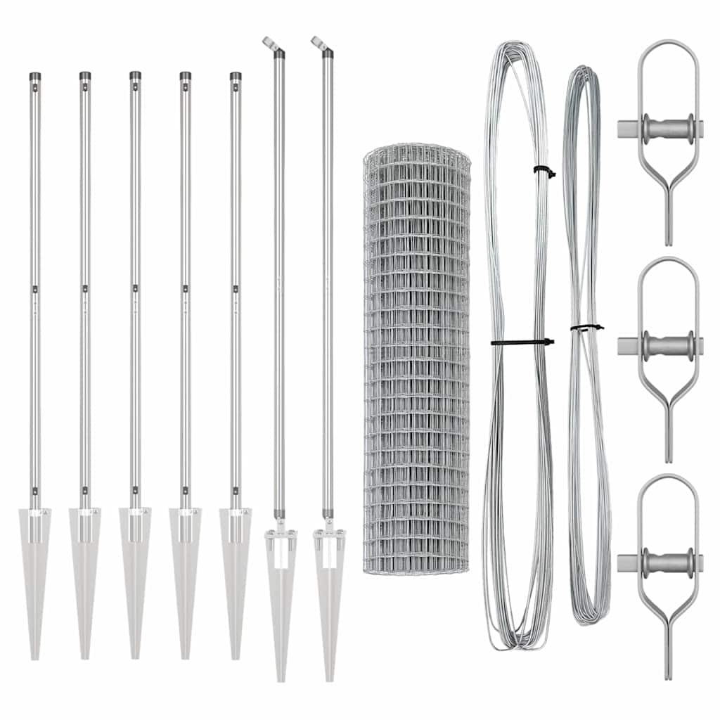 Fence with Posts Silver 1.2 x 10 m Steel
