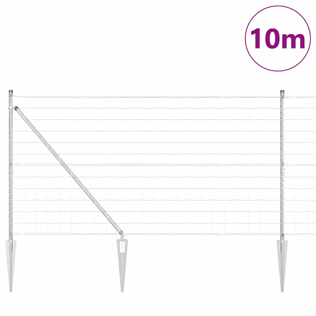 Fence with Posts Silver 1.2 x 10 m Steel
