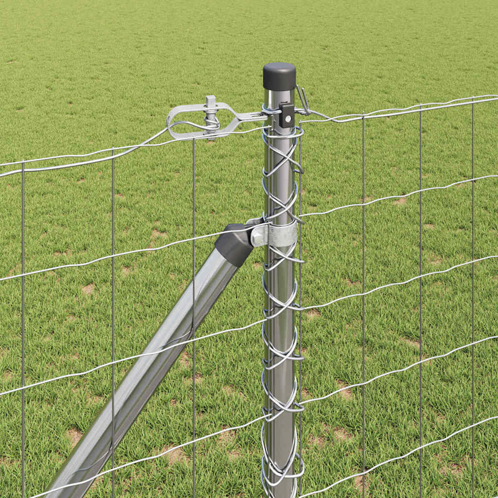 Fence with Posts Silver 1.2 x 25 m Steel