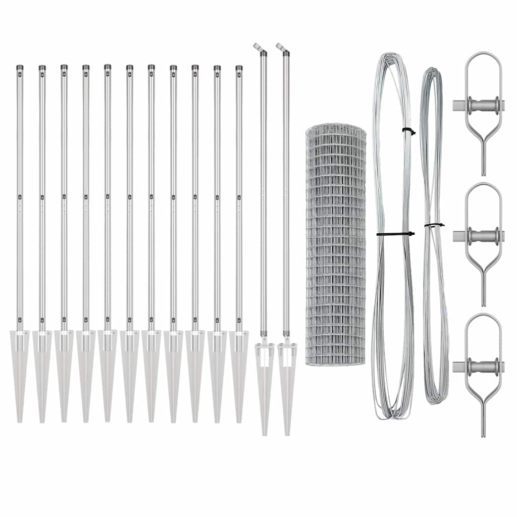 Fence with Posts Silver 1.2 x 25 m Steel