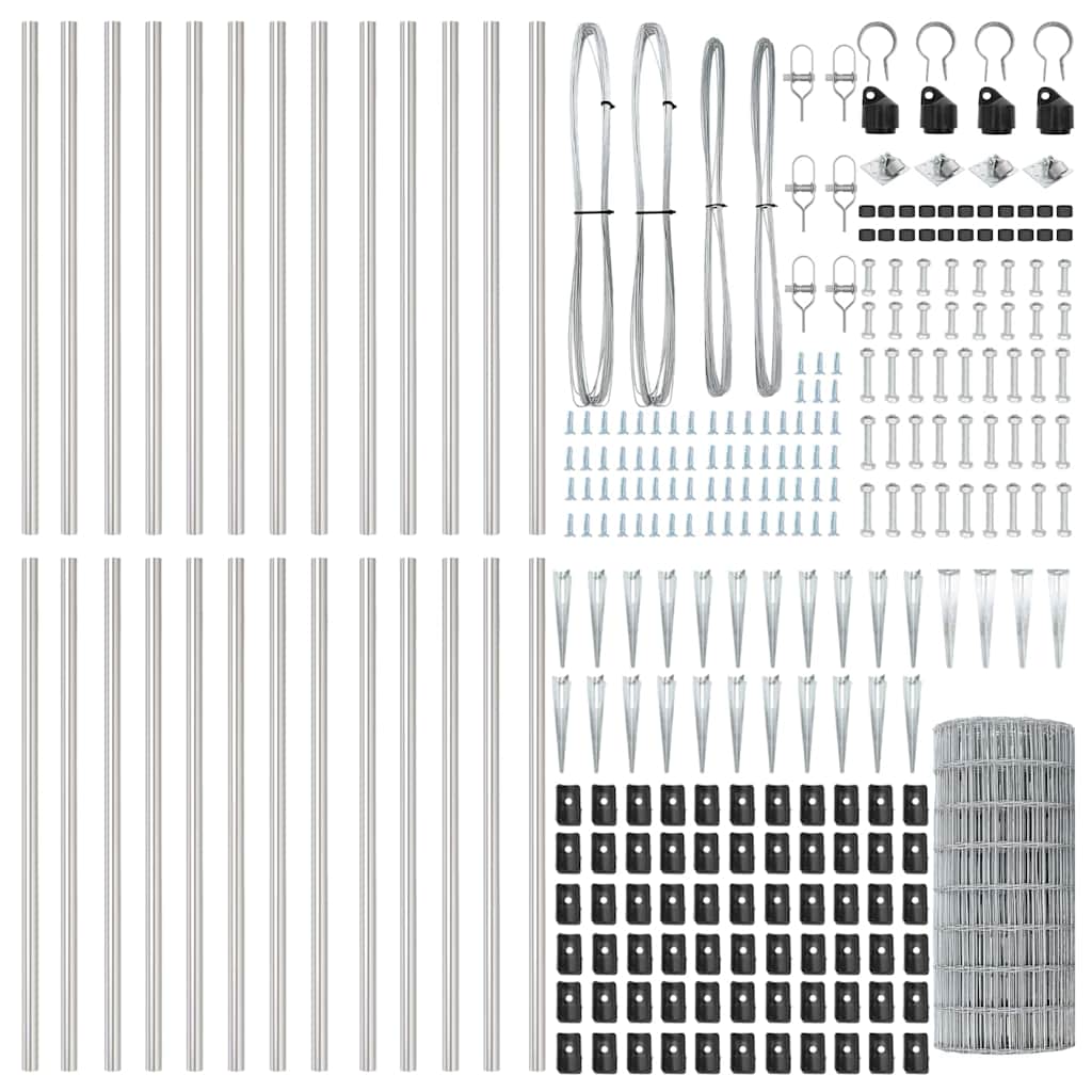 Fence with Posts Silver 0.4 x 50 m Steel