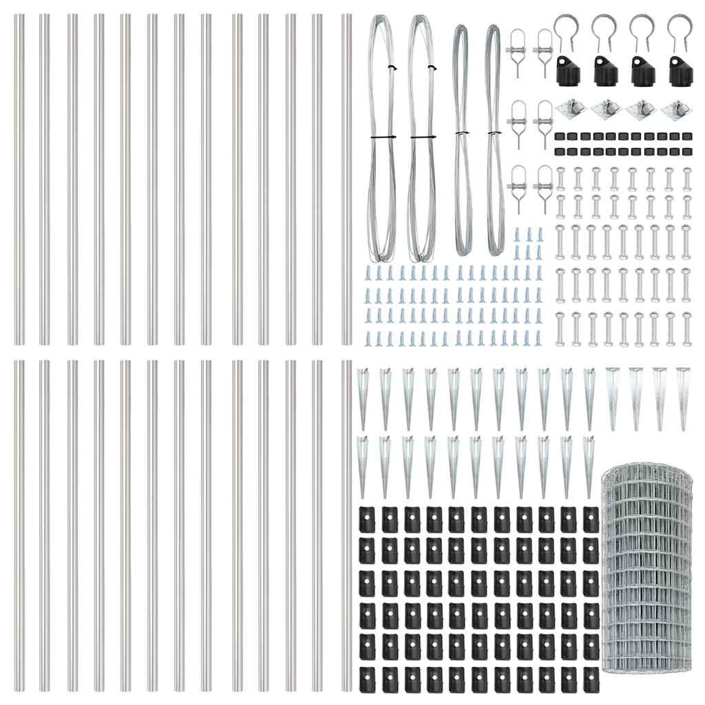 Fence with Posts Silver 0.6 x 50 m Steel
