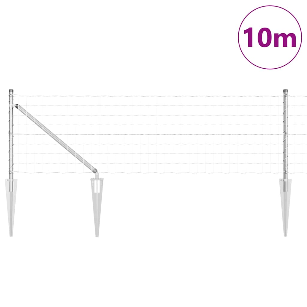 Fence with Posts Silver 0.6 x 10 m Steel