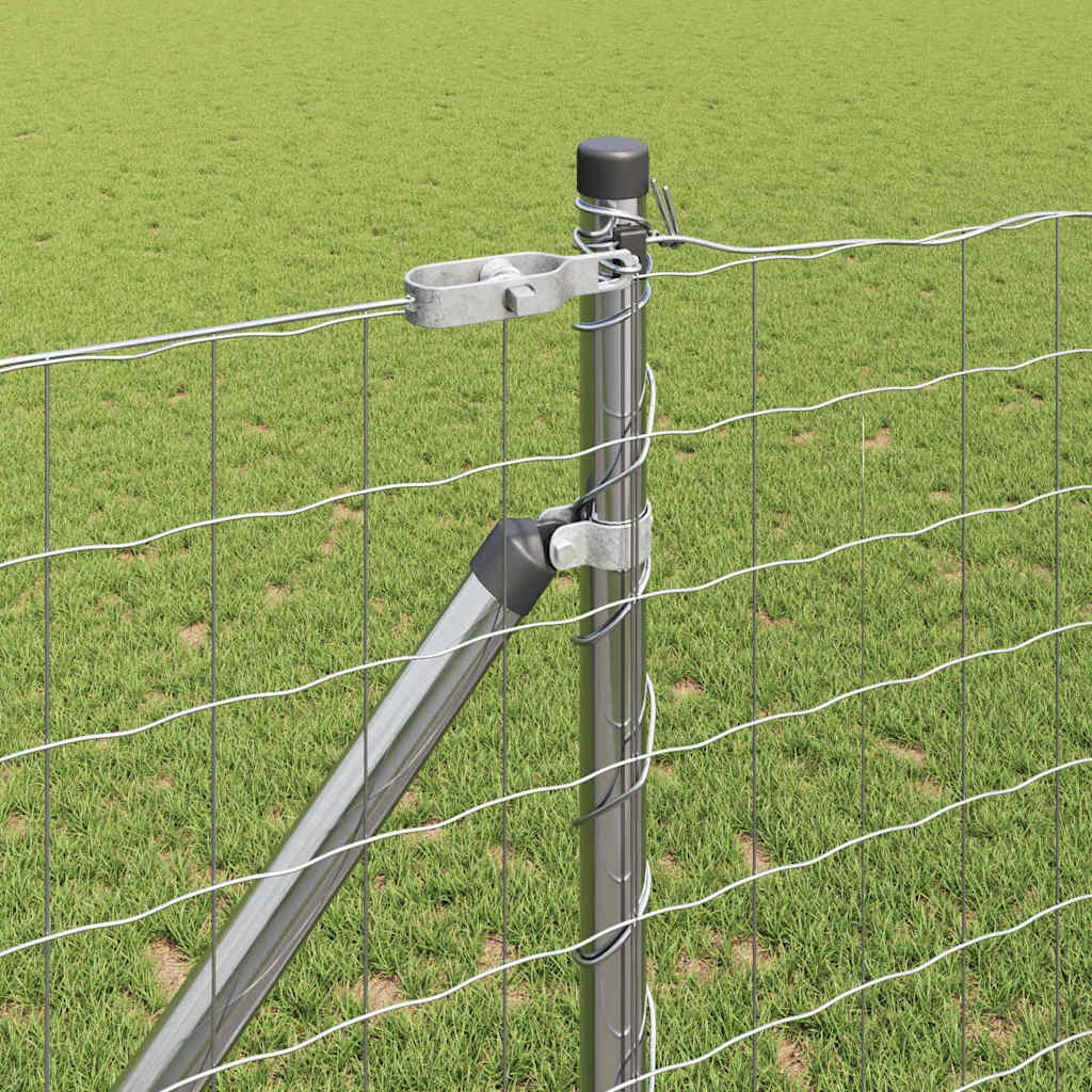 Fence with Posts Silver 1.2 x 10 m Steel