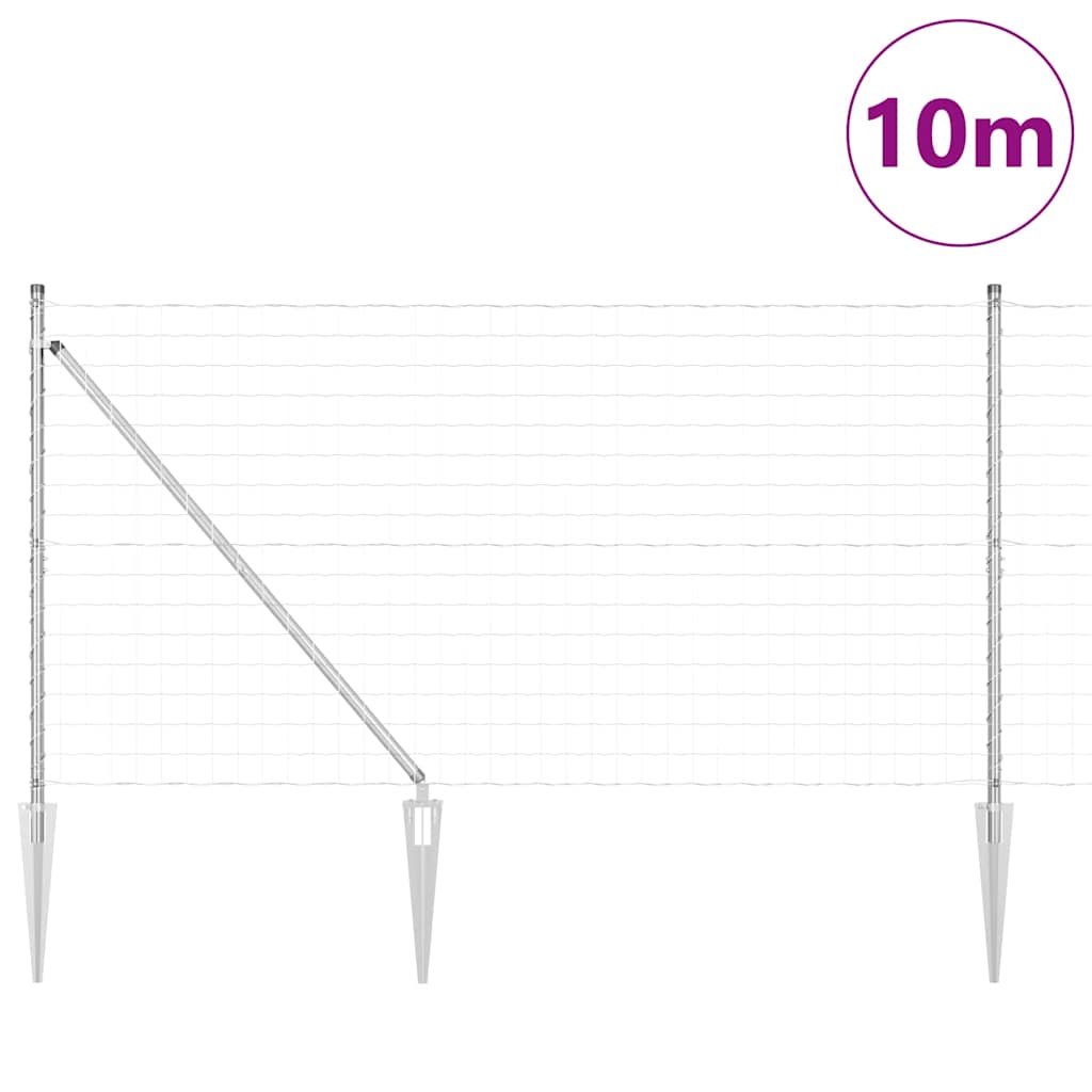 Fence with Posts Silver 1.2 x 10 m Steel