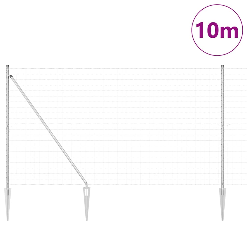 Fence with Posts Silver 1.5 x 10 m Steel