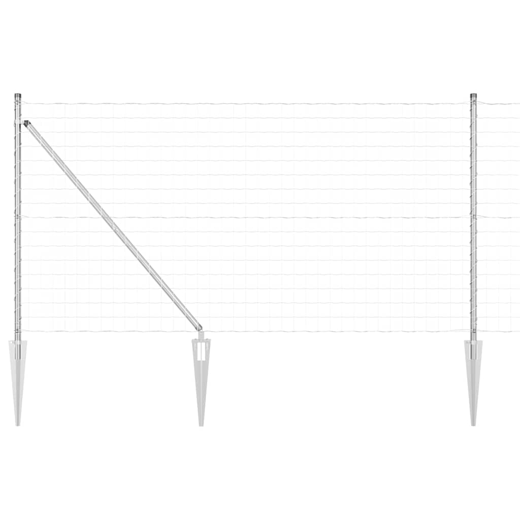 Fence with Posts Silver 1 x 25 m Steel