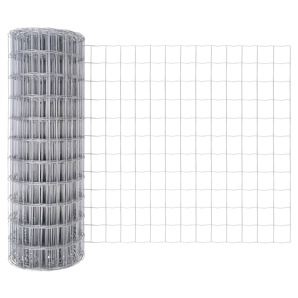 Fence with Posts Silver 1 x 25 m Steel