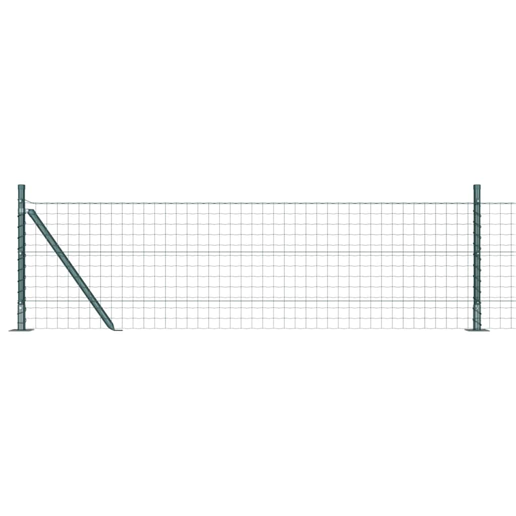 Fence with Posts Green 0.6 x 10 m Steel