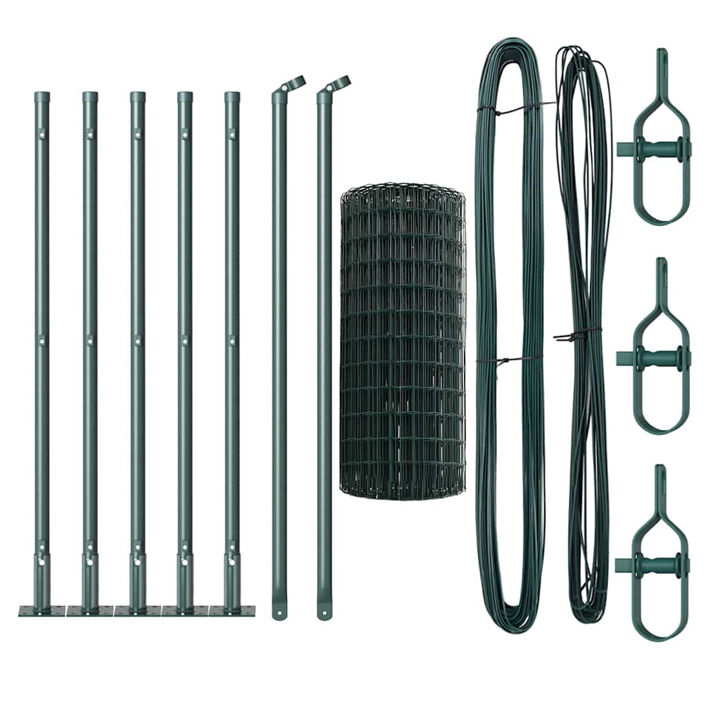 Fence with Posts Green 0.6 x 10 m Steel