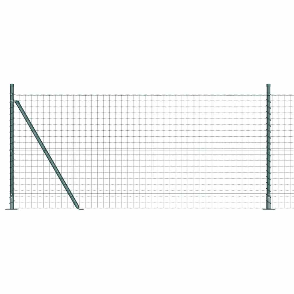 Fence with Posts Green 0.8 x 10 m Steel