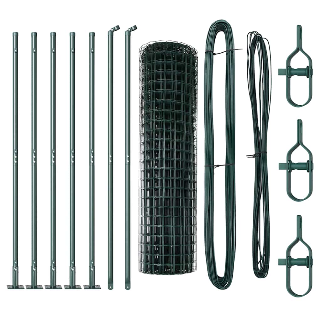 Fence with Posts Green 1.2 x 10 m Steel