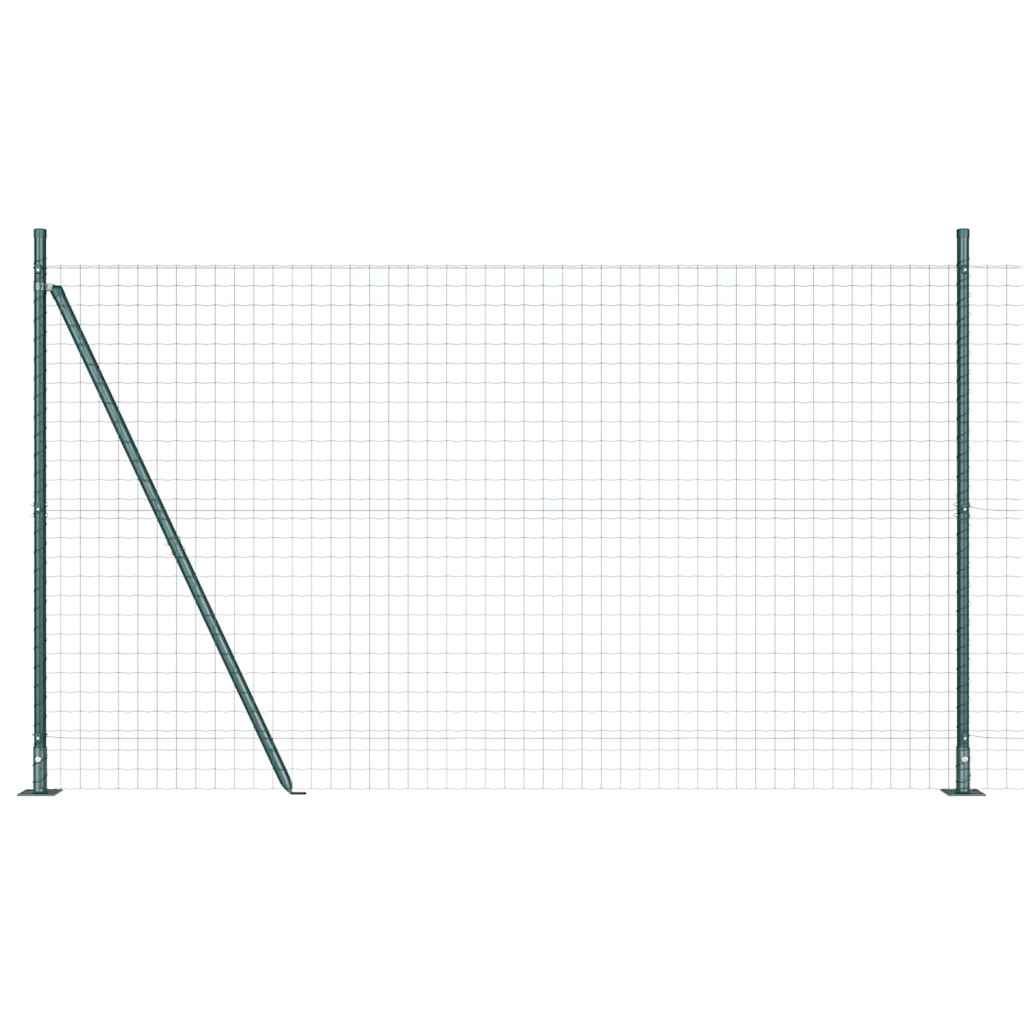 Fence with Posts Green 1.6 x 10 m Steel