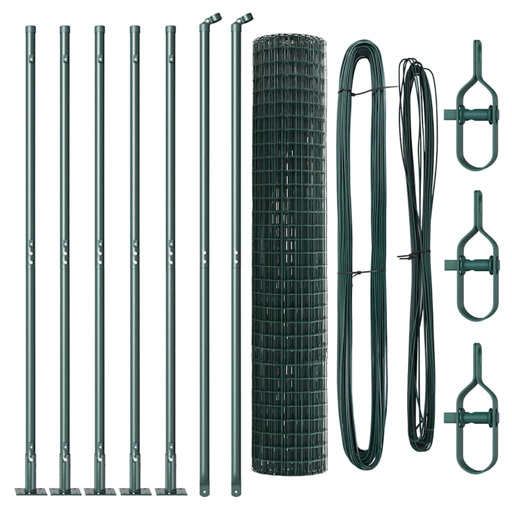 Fence with Posts Green 1.6 x 10 m Steel