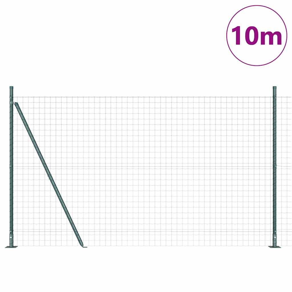Fence with Posts Green 1.6 x 10 m Steel