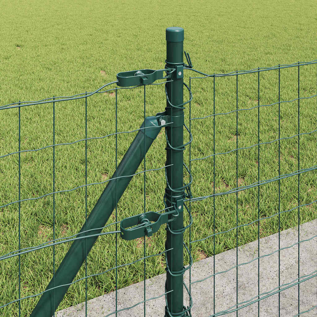 Fence with Posts Green 0.6 x 10 m Steel