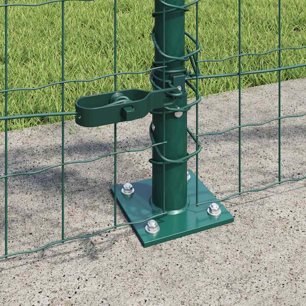 Fence with Posts Green 1 x 10 m Steel