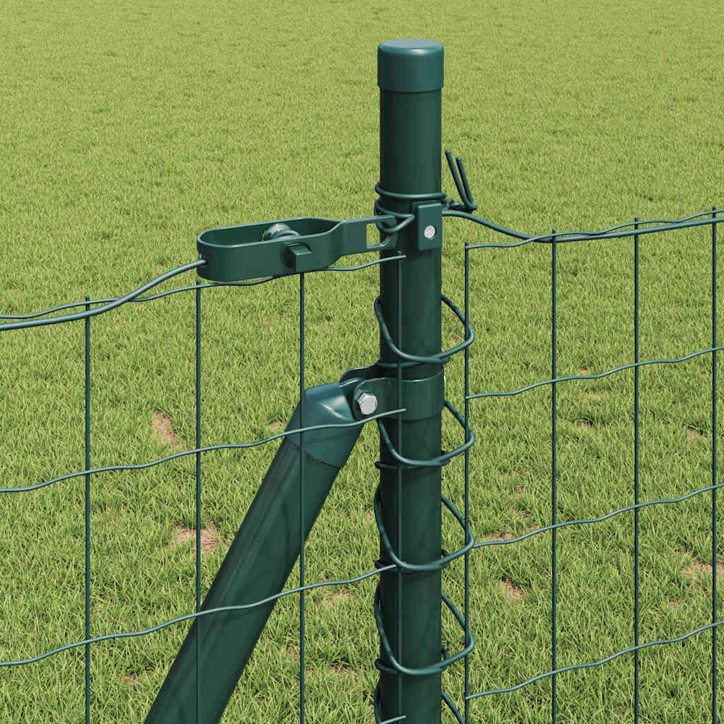Fence with Posts Green 1 x 10 m Steel