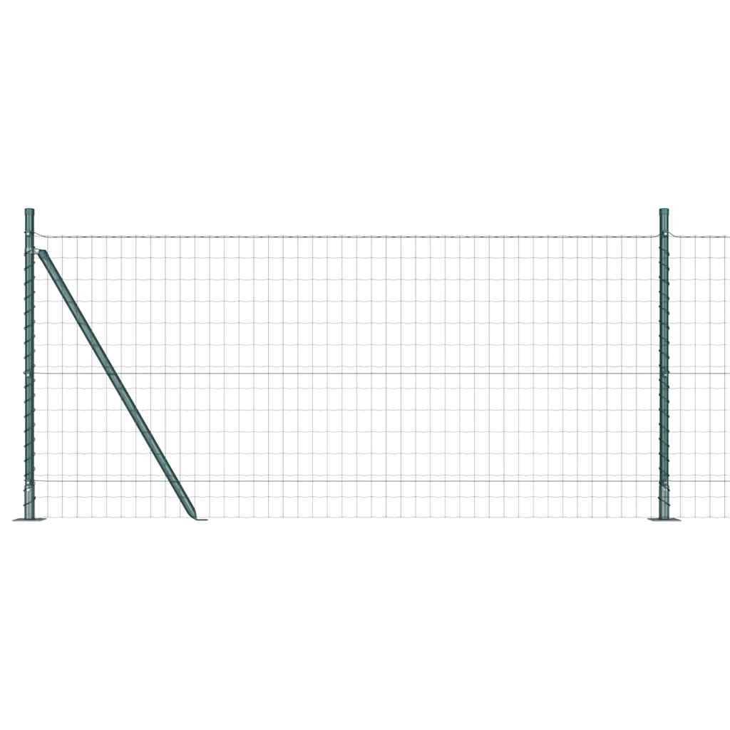 Fence with Posts Green 1 x 10 m Steel