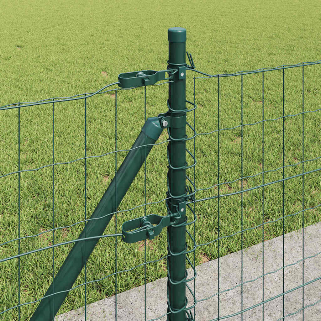 Fence with Posts Green 0.4 x 10 m Steel
