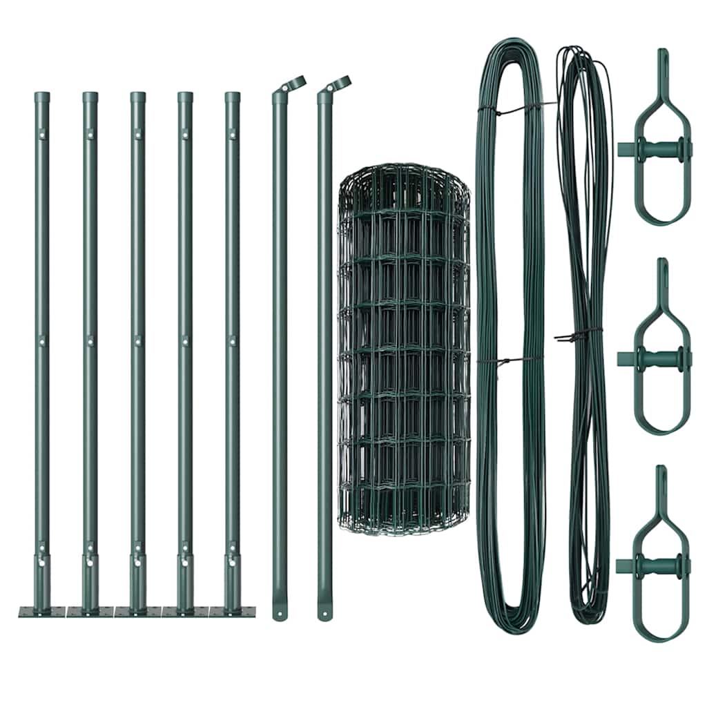 Fence with Posts Green 0.4 x 10 m Steel