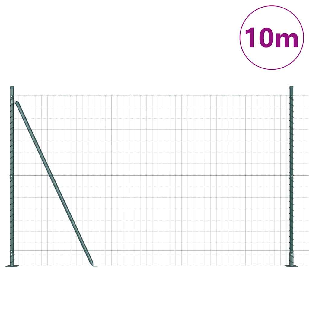 Fence with Posts Green 1.4 x 10 m Steel