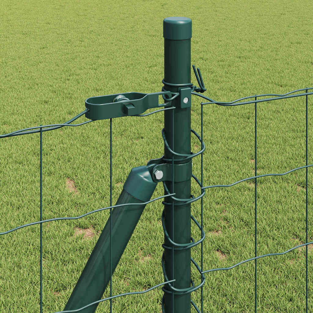 Fence with Posts Green 0.8 x 10 m Steel