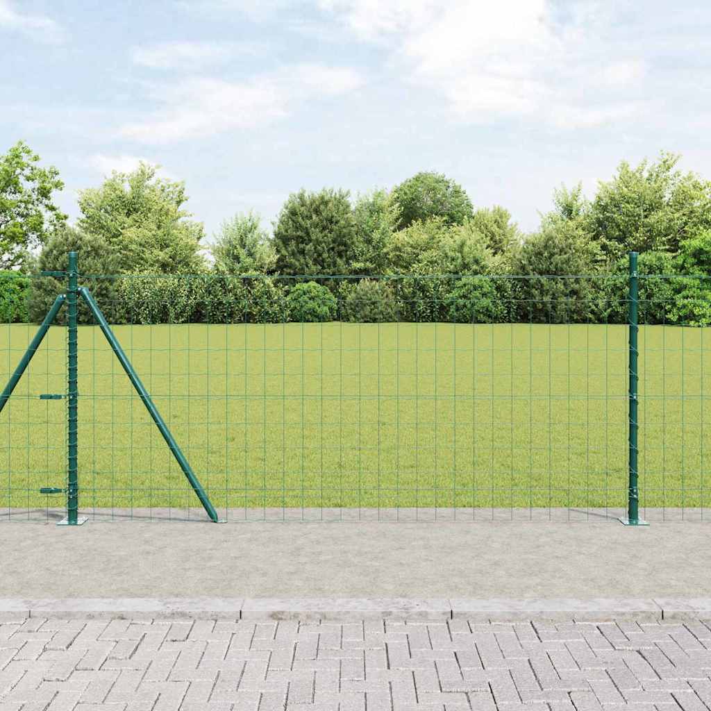 Fence with Posts Green 0.8 x 10 m Steel