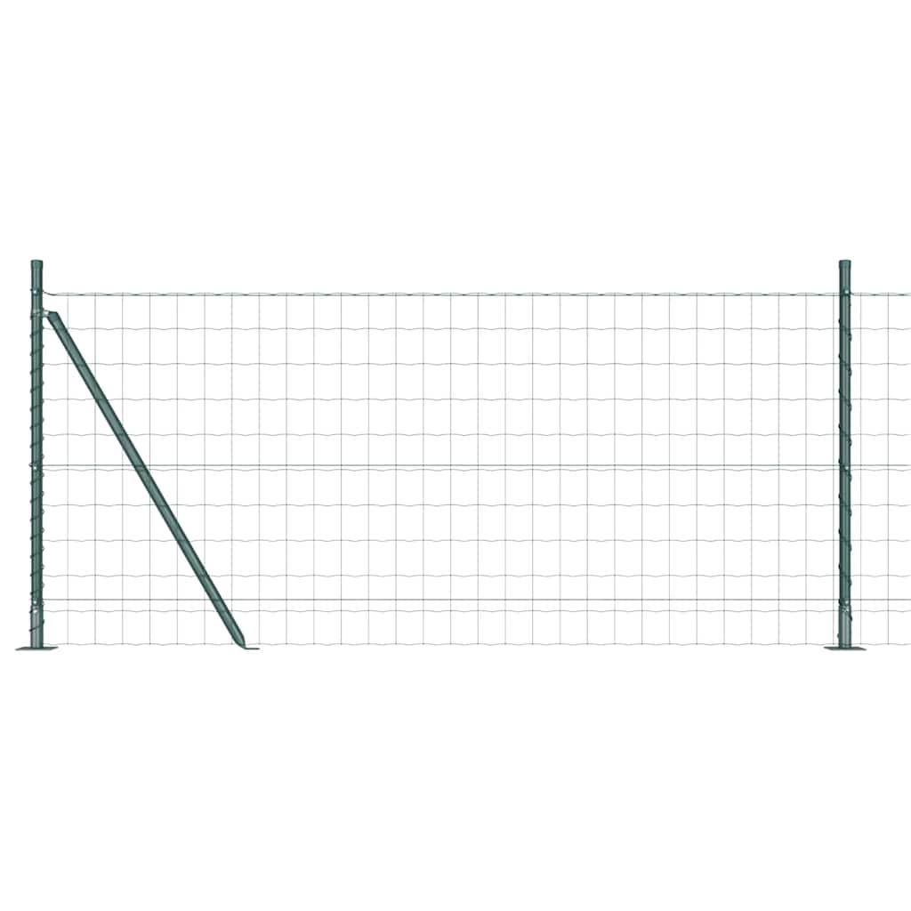 Fence with Posts Green 0.8 x 10 m Steel