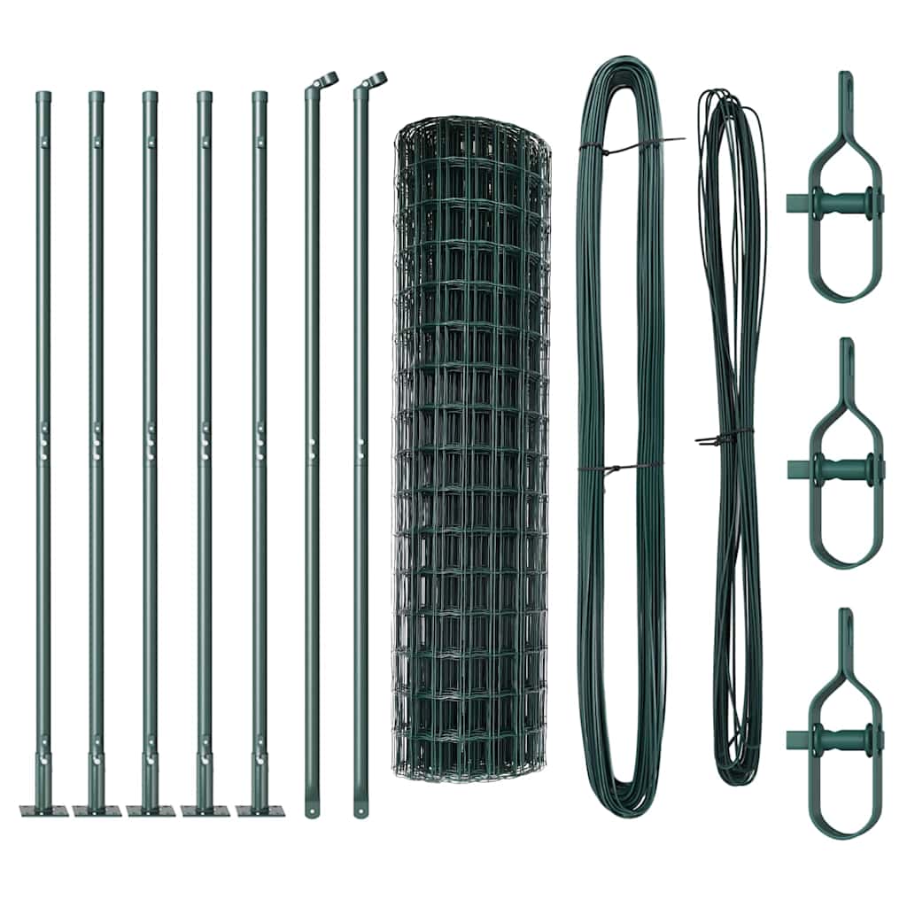 Fence with Posts Green 0.8 x 10 m Steel