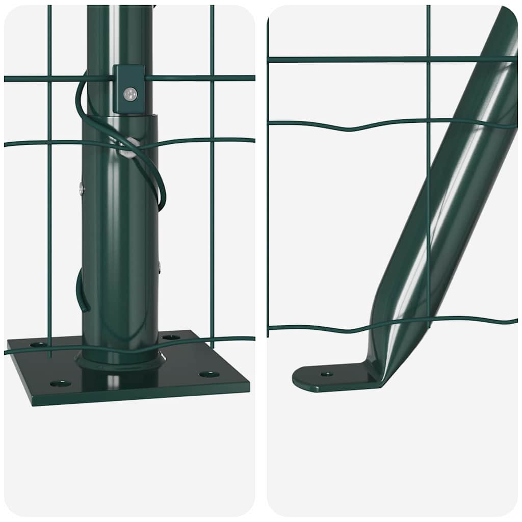 Fence with Posts Green 1.6 x 10 m Steel